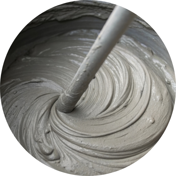 セメントと土を混ぜる